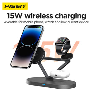 PISEN 3-in-1 Wireless Charging Stand Qi2 Version (Night Light) TP-C24