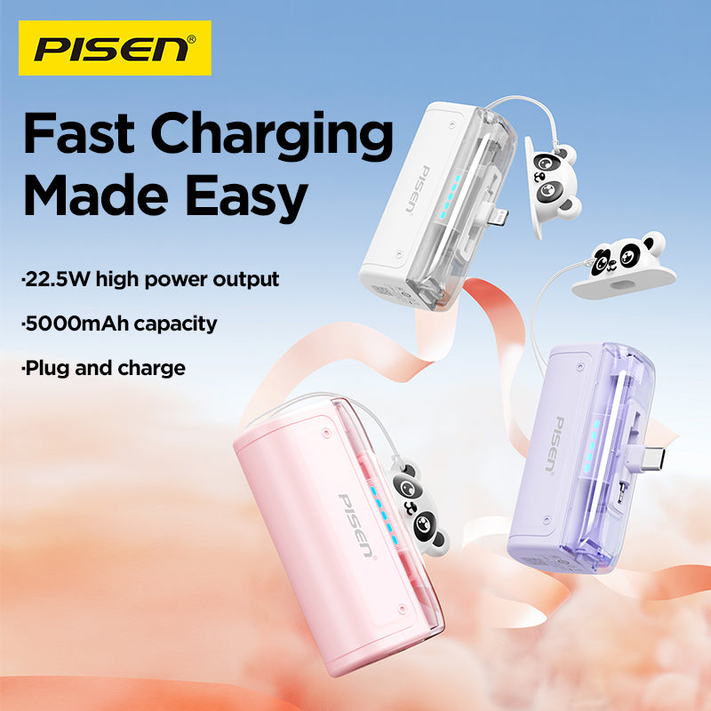 defiant 130 lumens rechargeable flashlight and power bank PISEN 2-in-1 Power Bank with Integrated Connector 5000mAh 22.5W TP-D139 White
