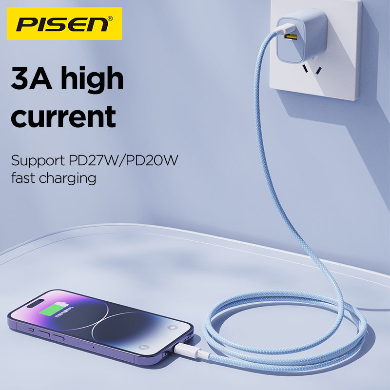 PISEN QUICK C to L 27W colorful braided data cable CL-PD10-1000 - PisenBiz