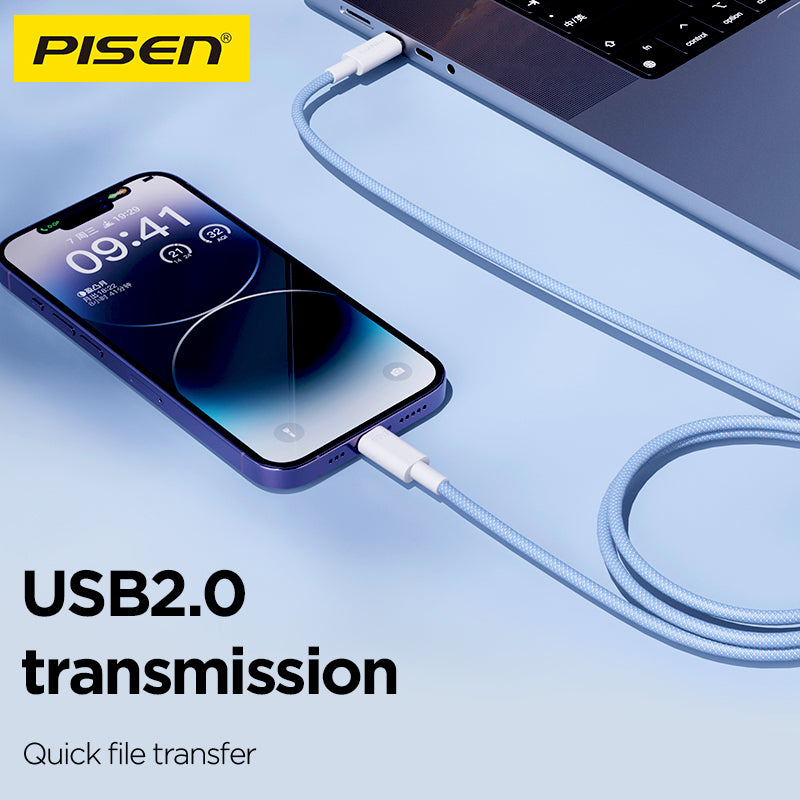 PISEN QUICK C to L 27W colorful braided data cable CL-PD10-1000 - PisenBiz