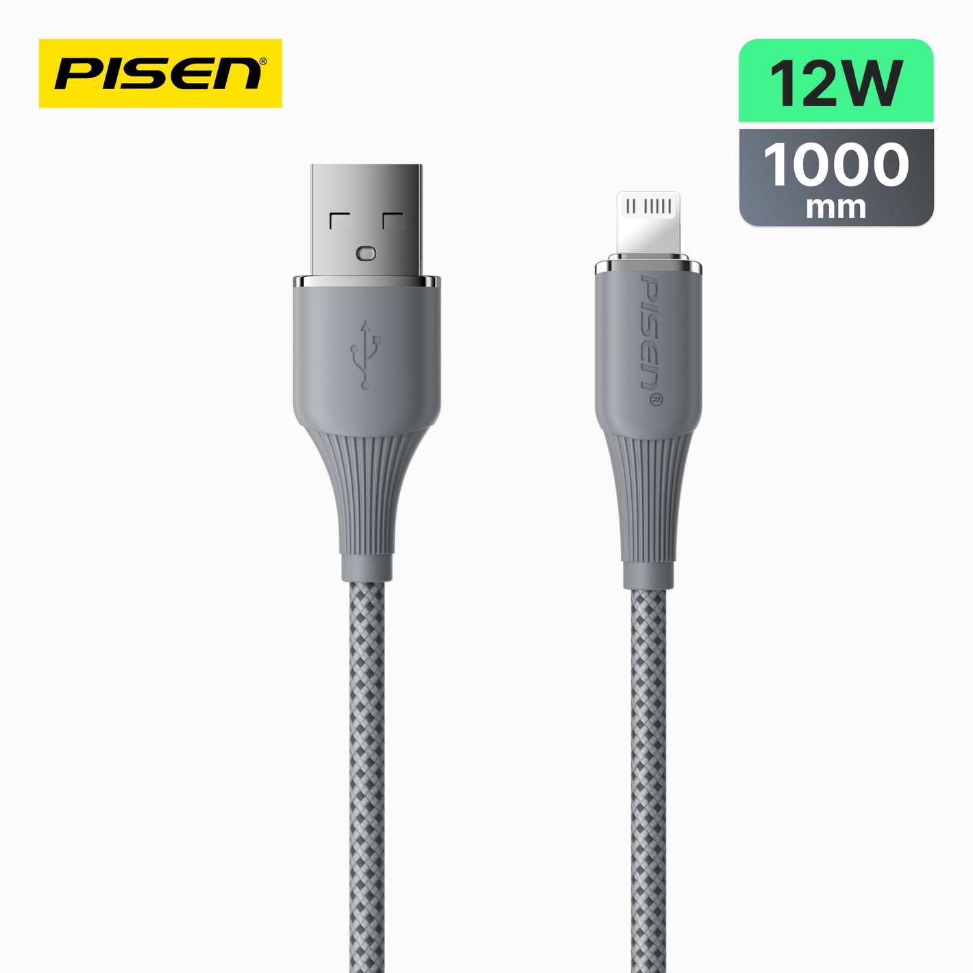 PISEN NoirSync USB-A TO Lightning 12W Cable(Grey) AL-FC13-1000