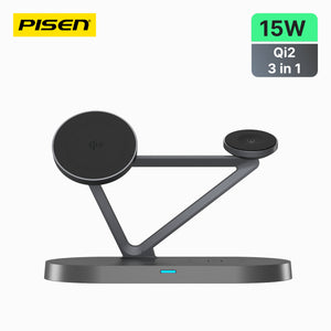 PISEN 3-in-1 Wireless Charging Stand Qi2 Version (Night Light) TP-C24