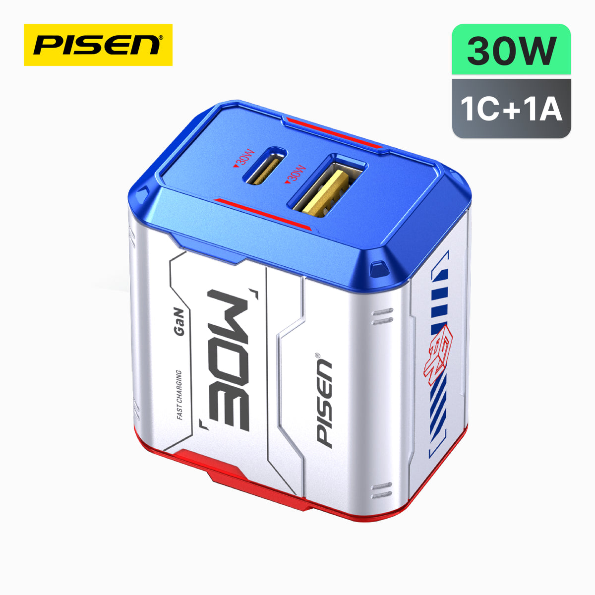 Tp C33 PISEN Gamer Lite 30W 2-Port GaN Fast Charger TP-C33