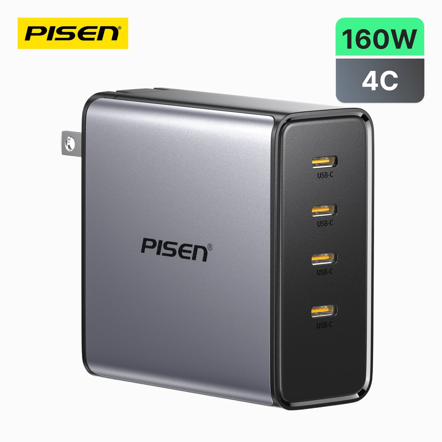 PISEN BOLT Pro 160W 4-Port GaN Fast Charger TP-C81 - PisenBiz