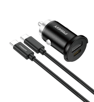 PISEN-Quick USB-C+USB-A 20W Mini Car Charger C to C 1000 Set TP-C77