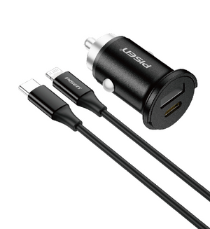 PISEN-Quick USB-C+USB-A 20W Mini Car Charger C to L 1200 Set TP-C77