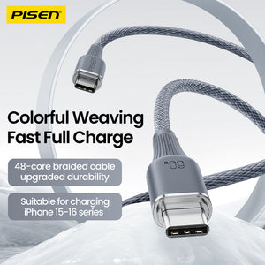 PISEN NoirSync USB-C TO USB-C 60W Cable(Grey) CC-FC27-1000