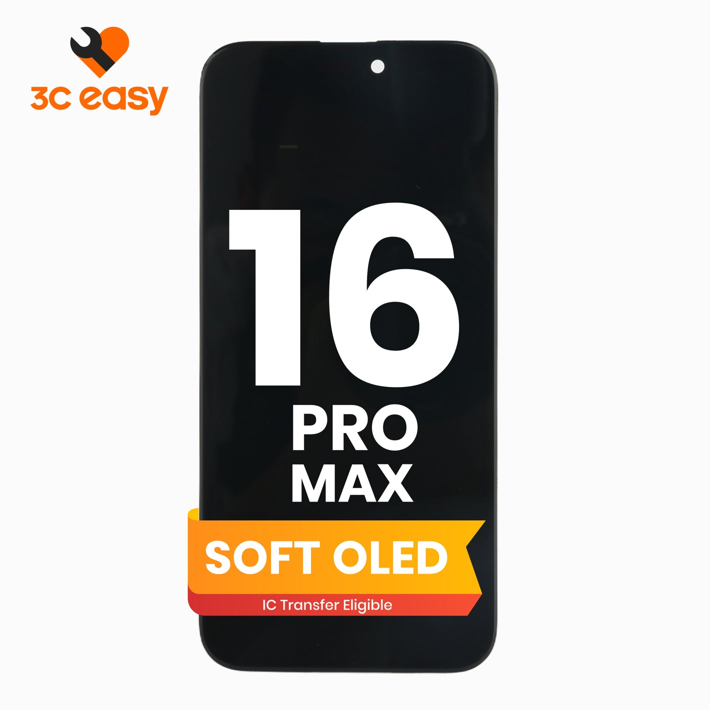 3C EASY-New Phone Screen Replacement I16 Pro Max (Soft OLED/Black)